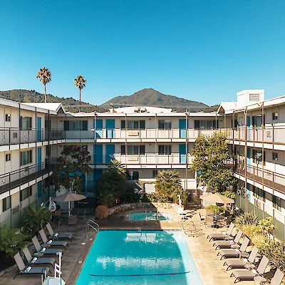 interior courtyard view with pools